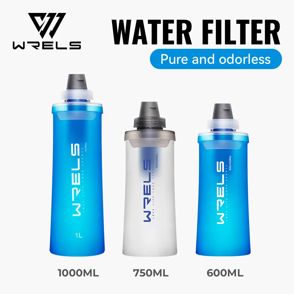 WRELS Outdoor Cycling Sports Water Bottle Drinking Sport Folding Flask Outdoor Running Hydration Bicycle BPA Free Water Bottle