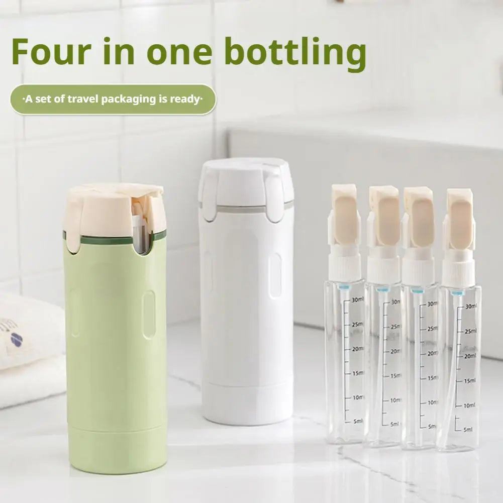 Dispensador de viaje 4 en 1 relleno con productos de higiene personal