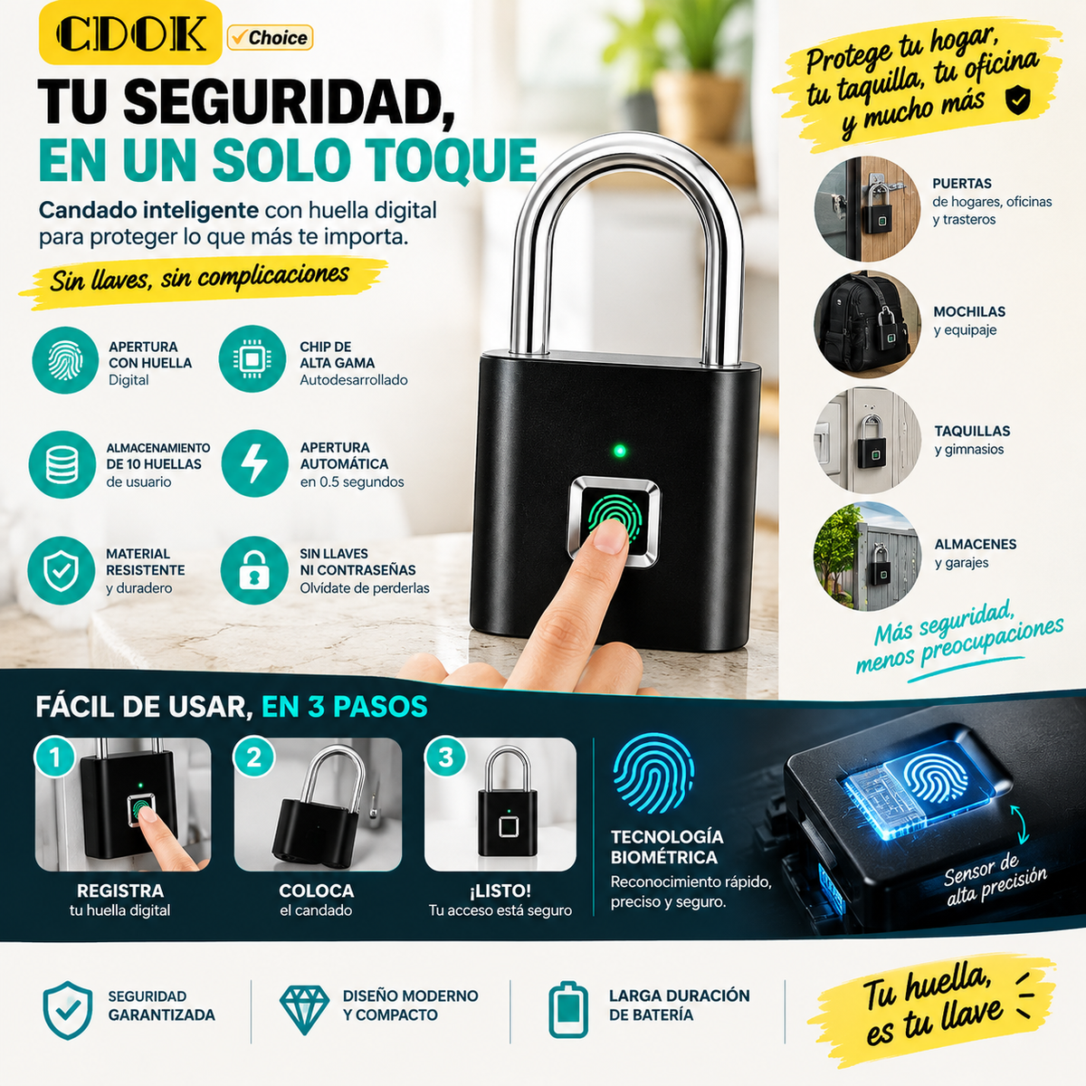 Candado Inteligente con Huella Dactilar