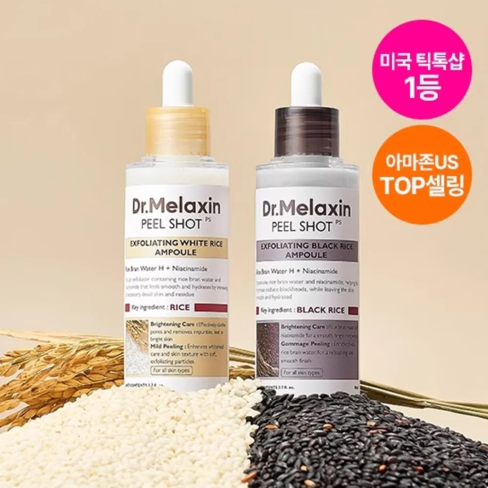 White and Black Rice Ampoule Essence Deep Moisturizing Peel Shot Exfoliating Essence Improve Dryness Oil-Control Skin Care