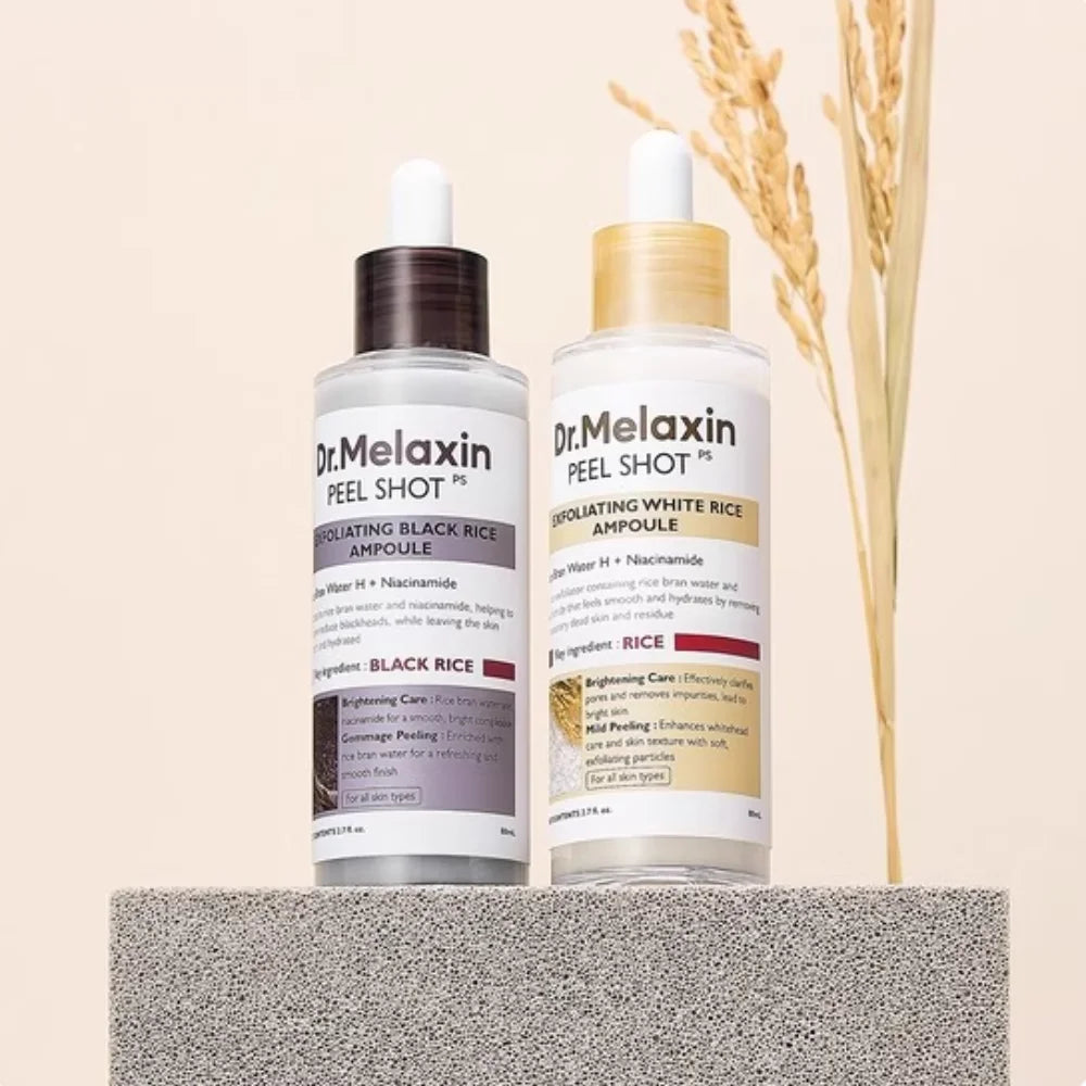 White and Black Rice Ampoule Essence Deep Moisturizing Peel Shot Exfoliating Essence Improve Dryness Oil-Control Skin Care