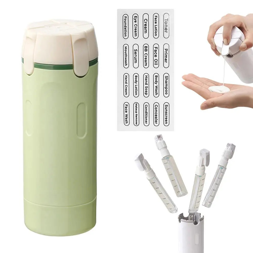 Dispensador de viaje portátil 4 en 1 para champú, acondicionador y loción