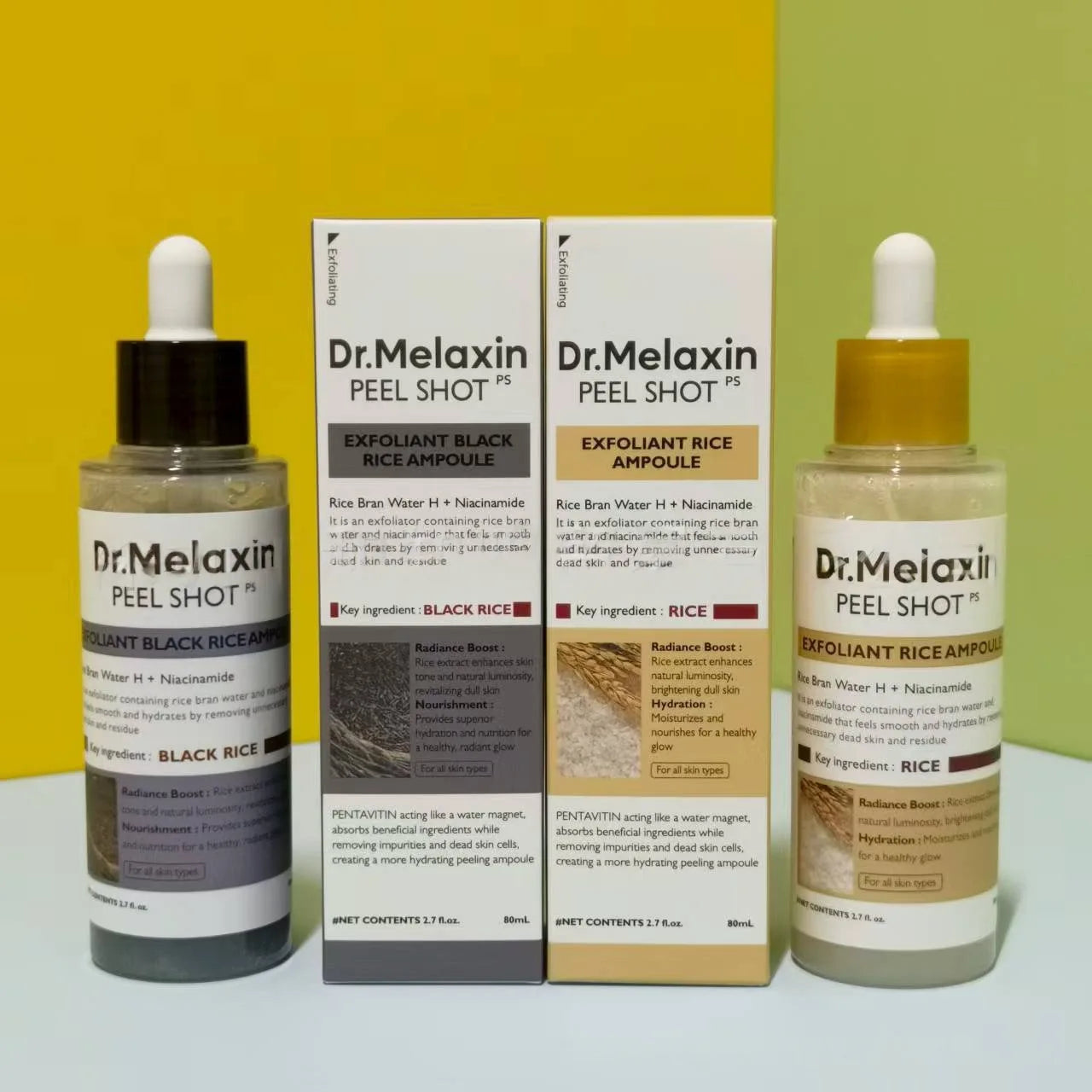 White and Black Rice Ampoule Essence Deep Moisturizing Peel Shot Exfoliating Essence Improve Dryness Oil-Control Skin Care