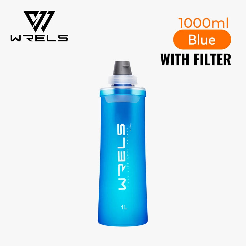 WRELS Outdoor Cycling Sports Water Bottle Drinking Sport Folding Flask Outdoor Running Hydration Bicycle BPA Free Water Bottle