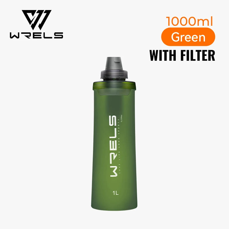 WRELS Outdoor Cycling Sports Water Bottle Drinking Sport Folding Flask Outdoor Running Hydration Bicycle BPA Free Water Bottle